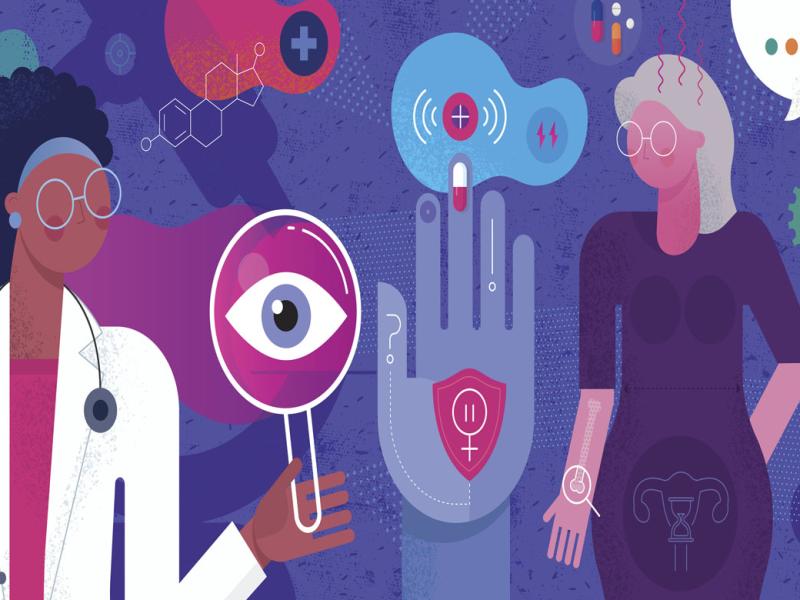 Symbols and figures depicting menopause