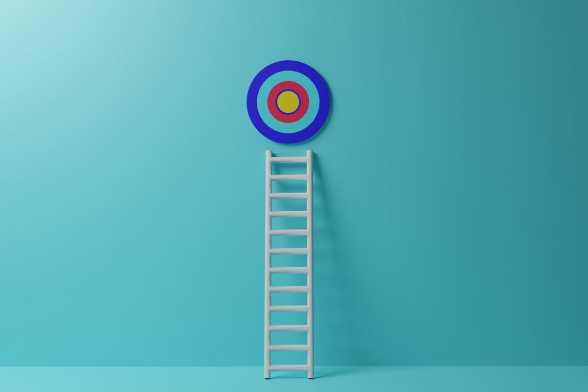 Step ladder leading up to a target